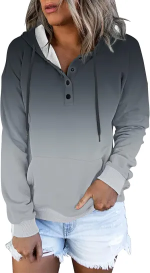 FARORO Hooded Sweatshirts for Women Hoodies Pullover Casual Sports Top Button Down Shirt with Pockets
