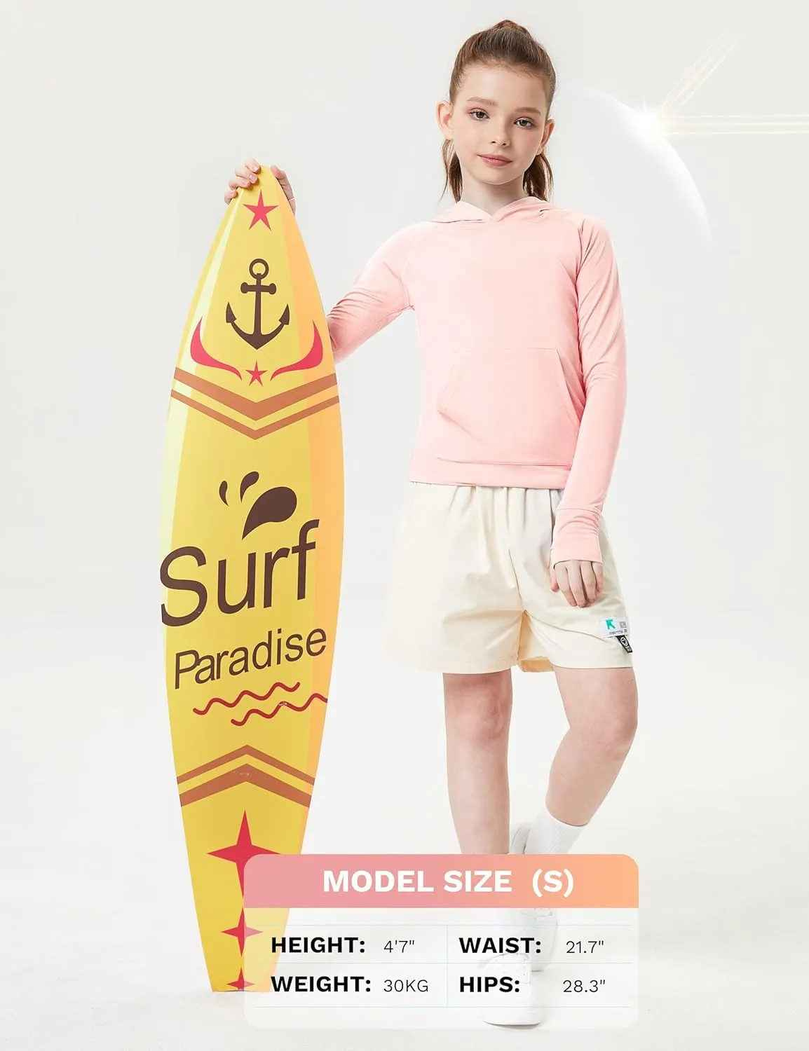 FitsT4 Sports Kids UPF50  Sun Shirt with Pockets Thumbholes Girls Lightweight Quick Dry UV Protection Long Sleeve Hoodie