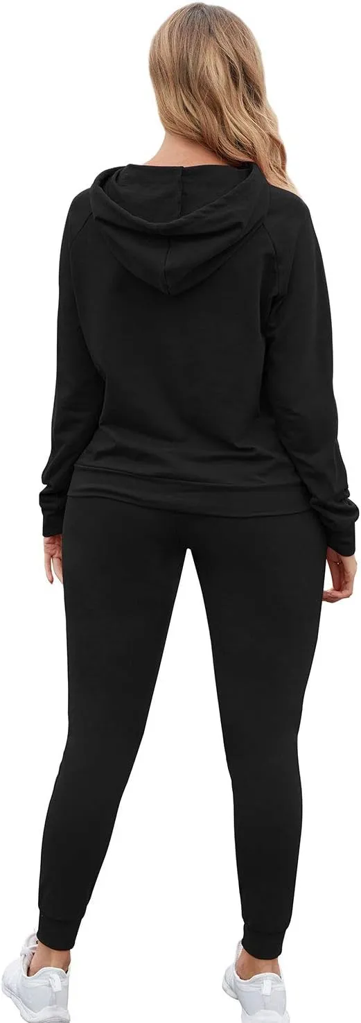 Fixmatti Women Pullover Hoodie Pockets Sweatpants Sport Jogger Sweatsuit