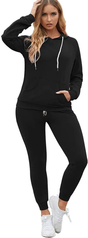 Fixmatti Women Pullover Hoodie Pockets Sweatpants Sport Jogger Sweatsuit