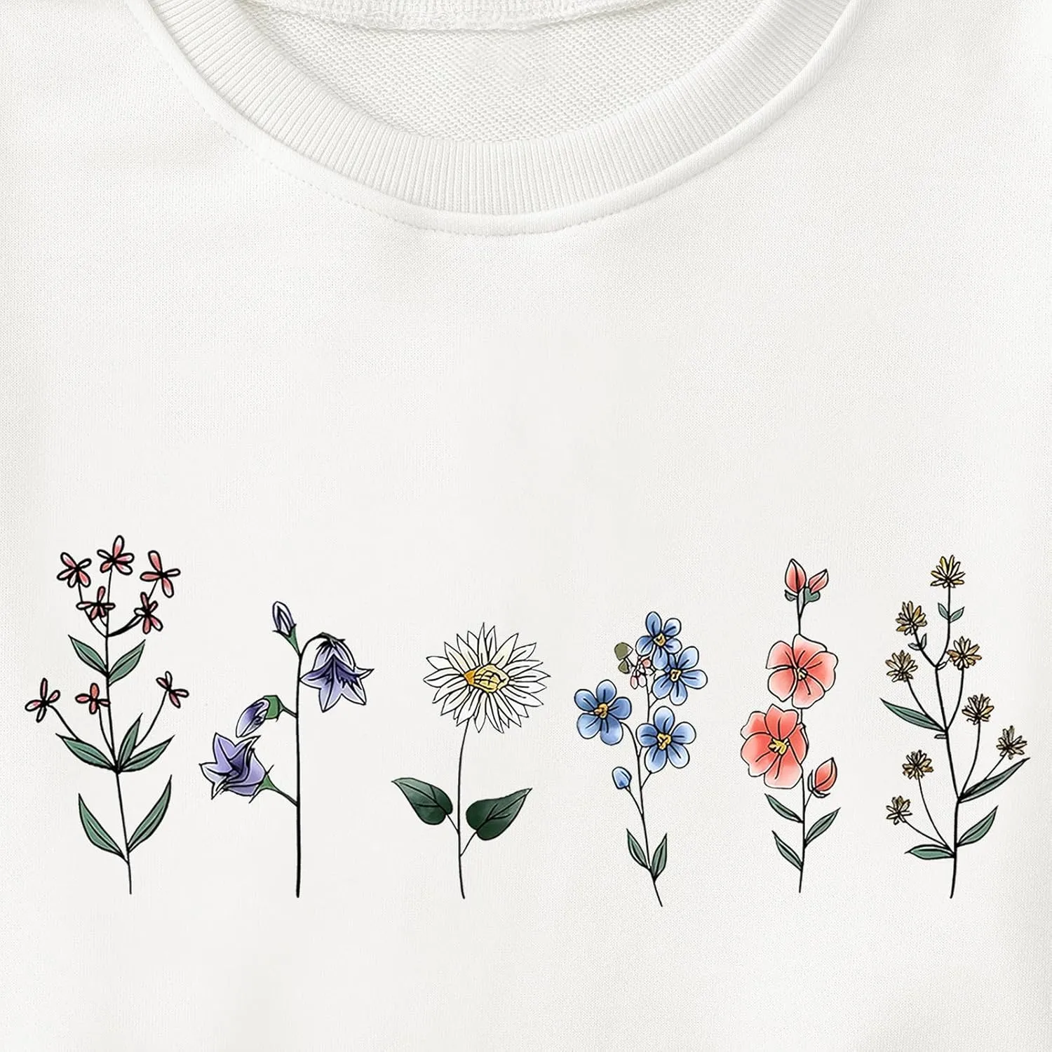 Flower Graphic Sweatshirt for Women Floral Printed Vintage Long Sleeves Shirt Crewneck Hoodie Loose Pullovers Tops