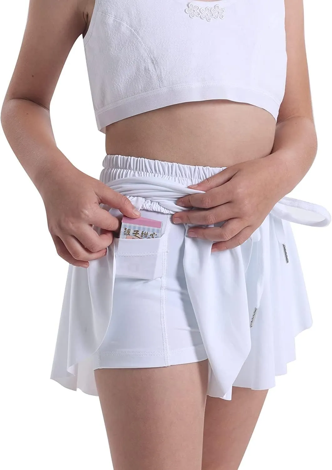 Flowy Shorts for Teen Girls with Spandex Liner 2-in-1 Youth Butterfly Skirts Tennis Running Fitness Sports Dance Skort