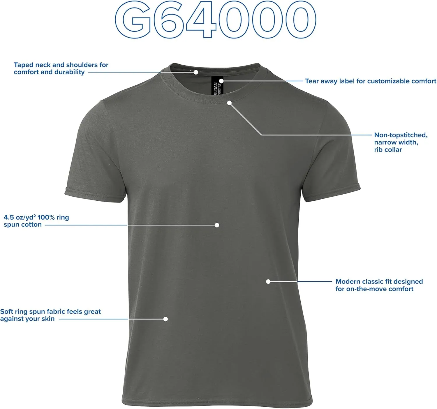 Gildan Unisex Adult Softstyle Cotton T-Shirt, Style G64000, Multipack