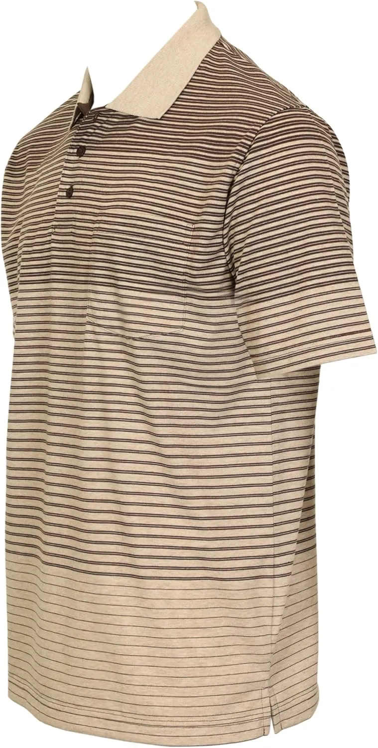 Gioberti Mens Multiple Stripe Polo Shirt with Pocket