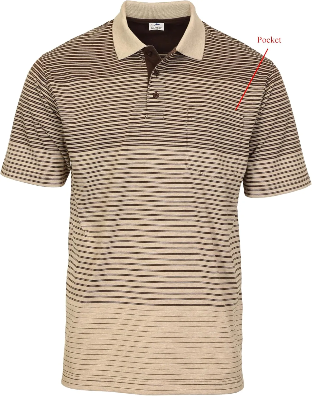 Gioberti Mens Multiple Stripe Polo Shirt with Pocket