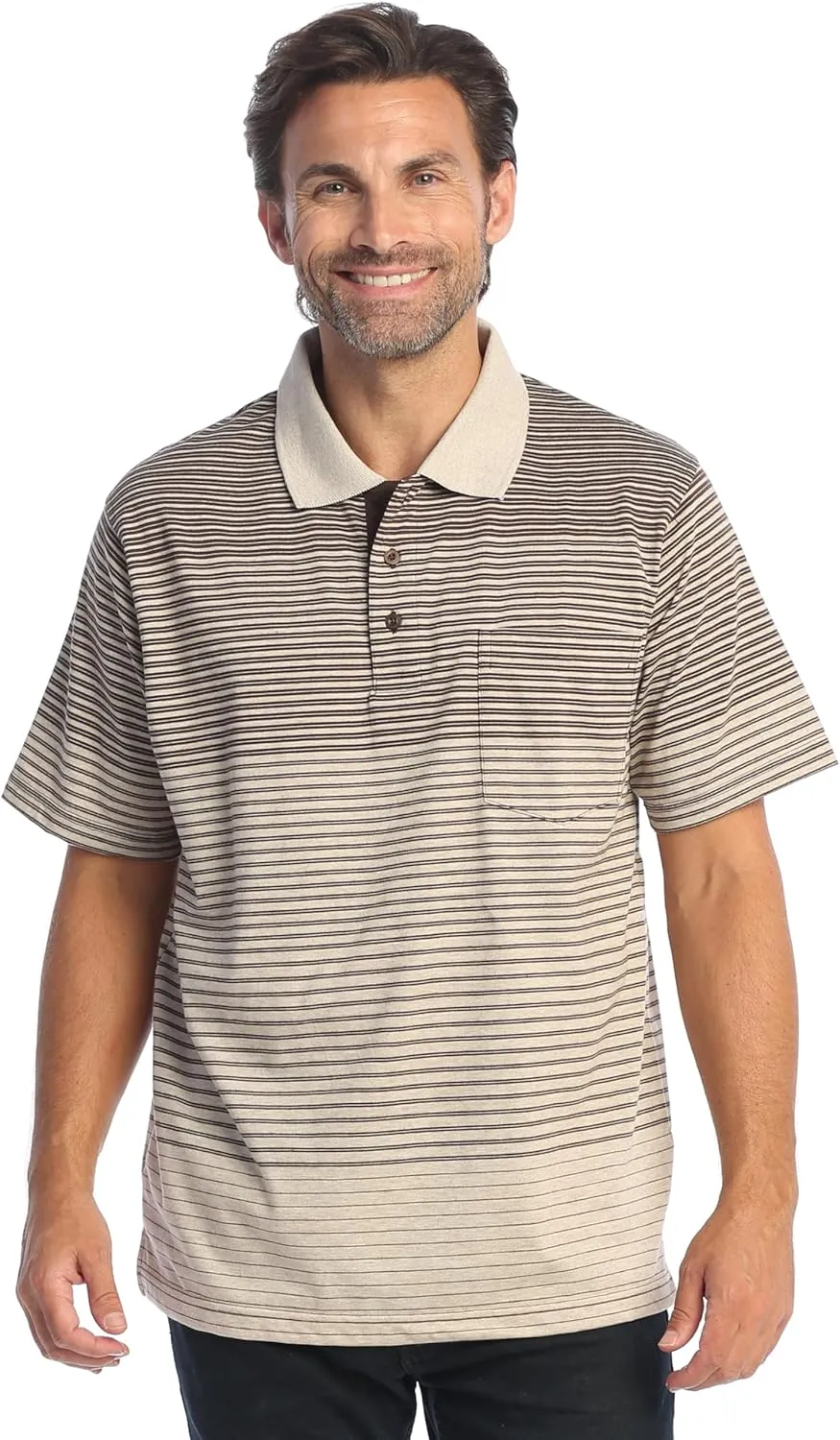 Gioberti Mens Multiple Stripe Polo Shirt with Pocket
