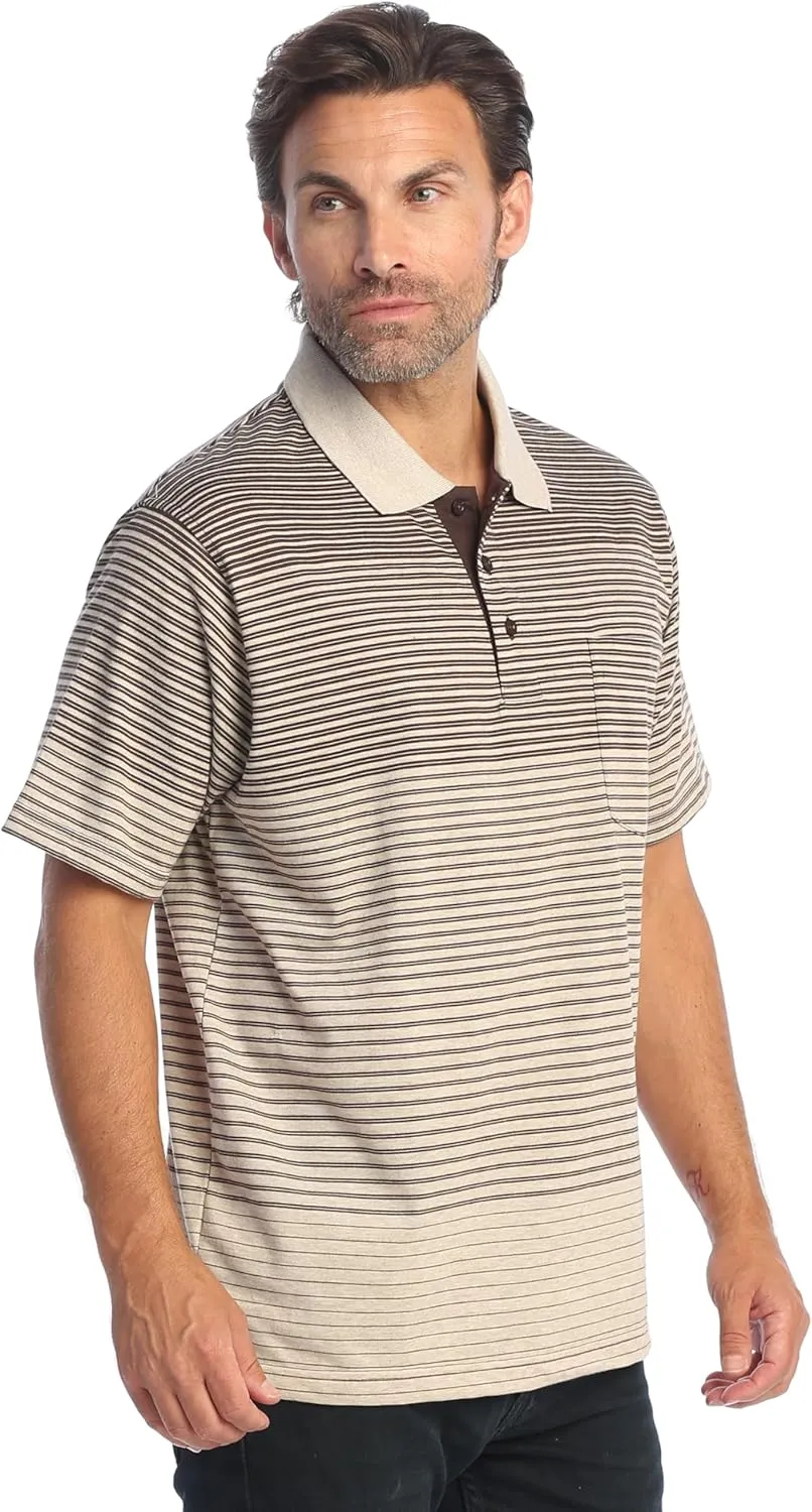 Gioberti Mens Multiple Stripe Polo Shirt with Pocket