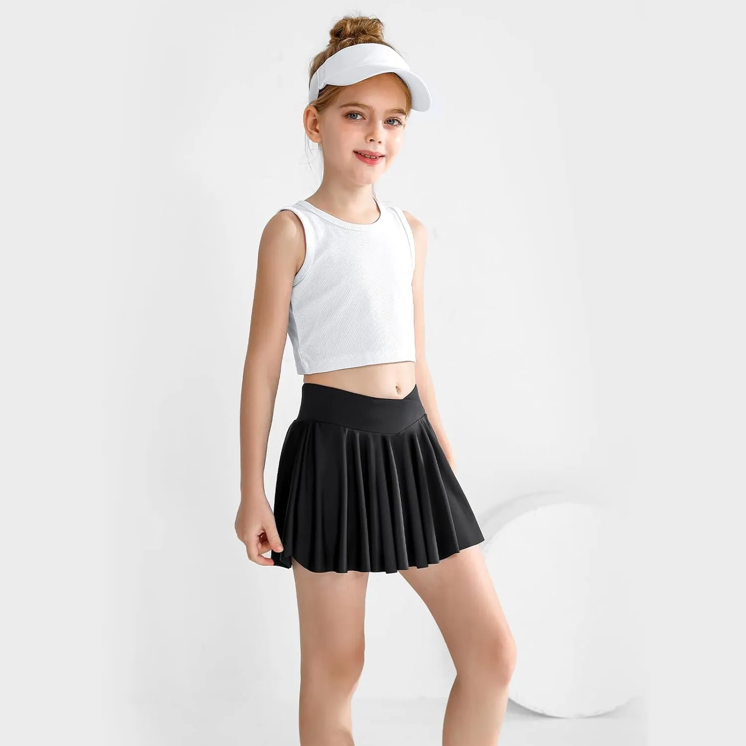 Girls' Athletic 2-in-1 Flowy Cheer Dance Biker Shorts Tennis Skirt Butterfly Skorts with Pocket for Girl Size 5-14 Years