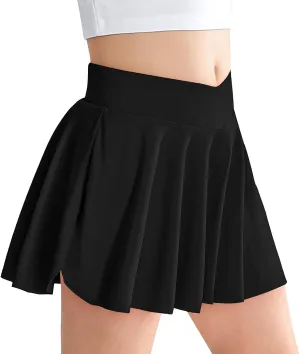 Girls' Athletic 2-in-1 Flowy Cheer Dance Biker Shorts Tennis Skirt Butterfly Skorts with Pocket for Girl Size 5-14 Years