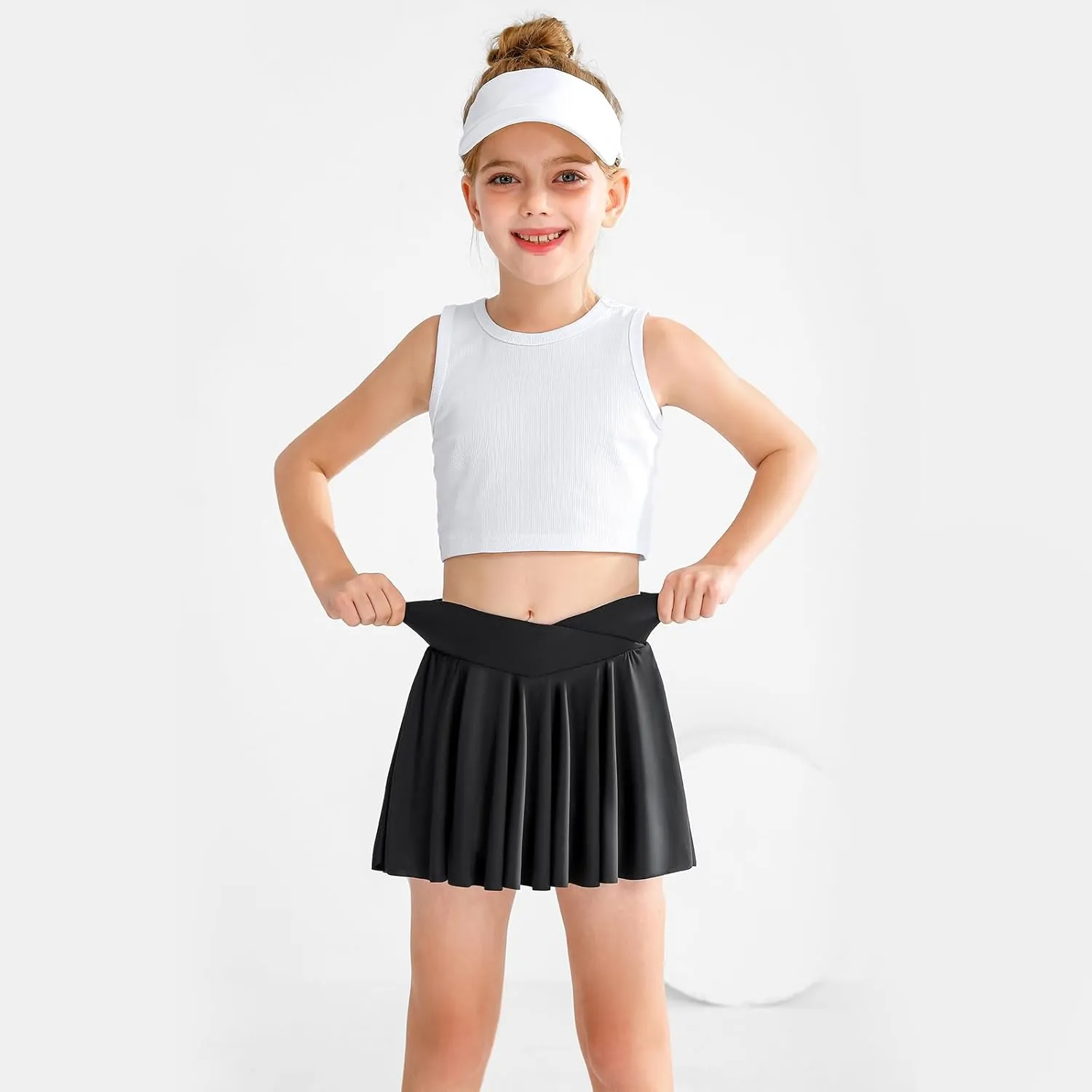 Girls' Athletic 2-in-1 Flowy Cheer Dance Biker Shorts Tennis Skirt Butterfly Skorts with Pocket for Girl Size 5-14 Years