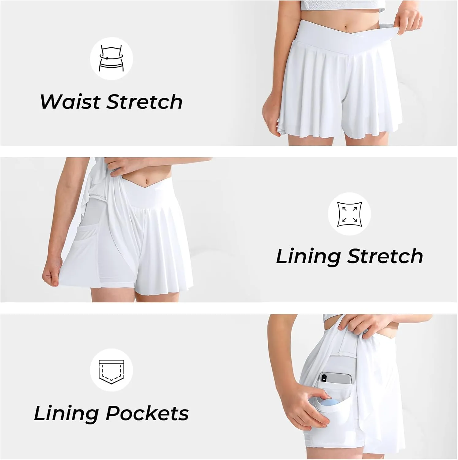 Girls' Athletic 2-in-1 Flowy Cheer Dance Biker Shorts Tennis Skirt Butterfly Skorts with Pocket for Girl Size 5-14 Years