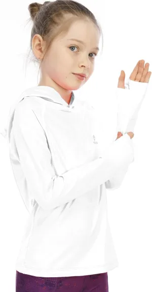 Girls Long Sleeve Shirt UPF50  Lightweight Hoodie Thin Active Tee Workout Running Pullover Top with Thumb Hole 3-12Years