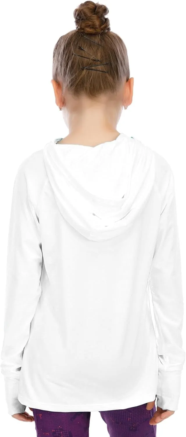 Girls Long Sleeve Shirt UPF50  Lightweight Hoodie Thin Active Tee Workout Running Pullover Top with Thumb Hole 3-12Years