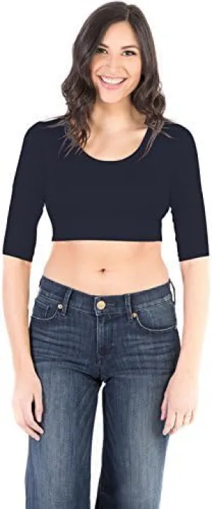 HALFTEE 3/4 Sleeve Layering Tee | Demi Cami for Women & Teens | Cute Crop Top | XS-6X