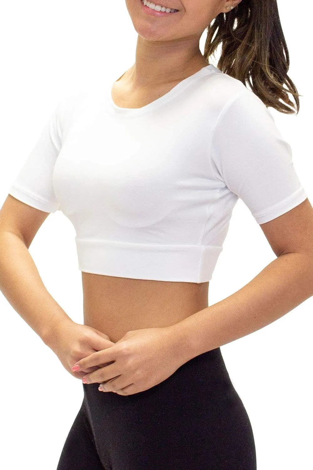 HALFTEE Crew Neck Short Sleeve Layering Tee | Crop Tops for Women & Teens | XS - 6X
