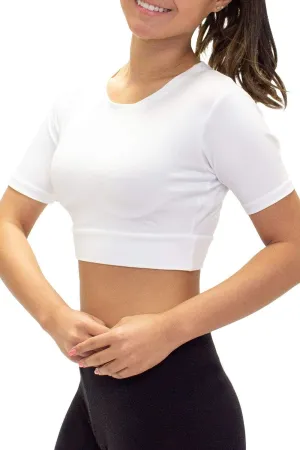 HALFTEE Crew Neck Short Sleeve Layering Tee | Crop Tops for Women & Teens | XS - 6X