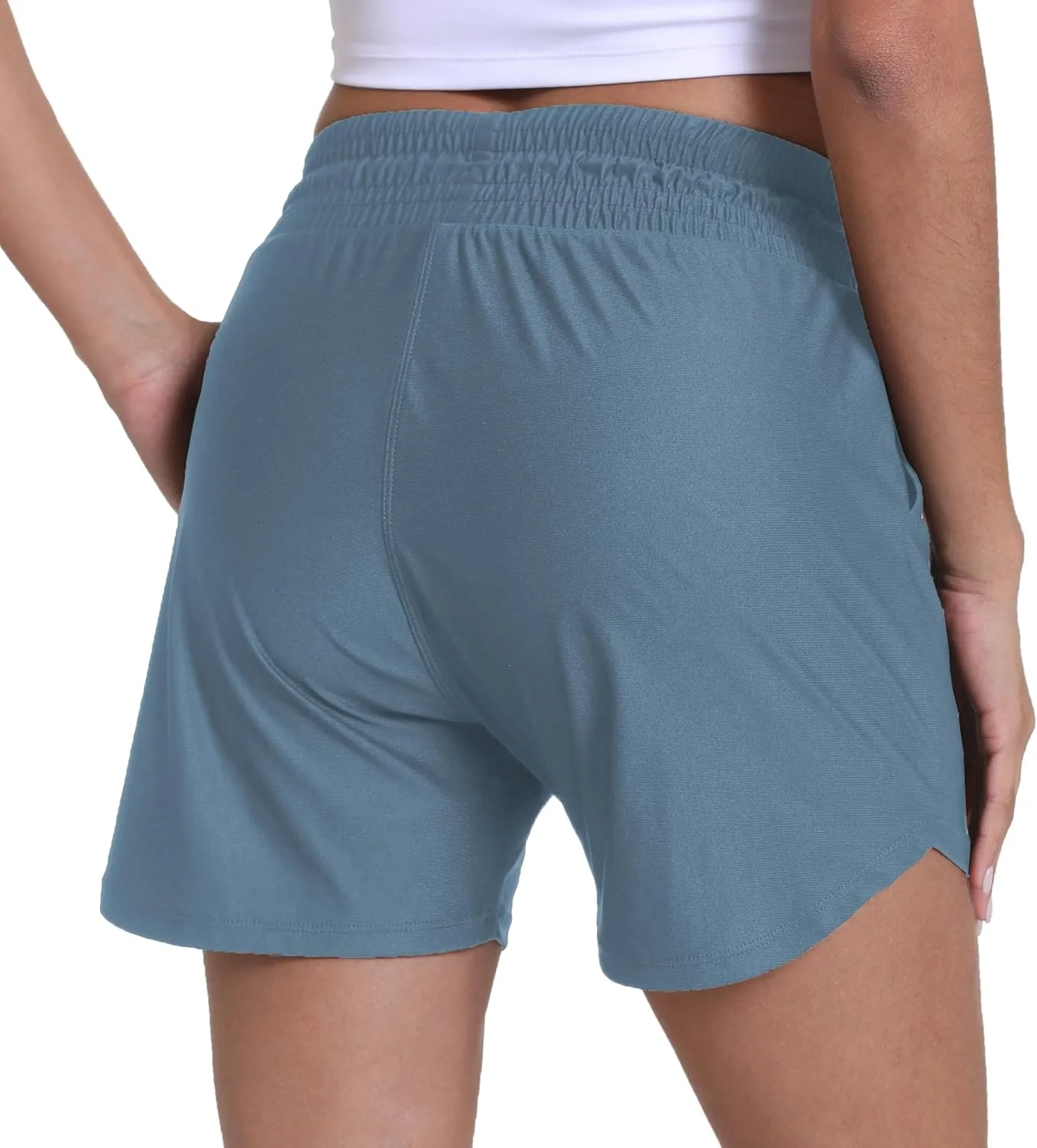 Haowind Workout Shorts for Women with Pockets Mid Waisted Athletic Sport Pants Lightweight Gym Running Shorts with Liner