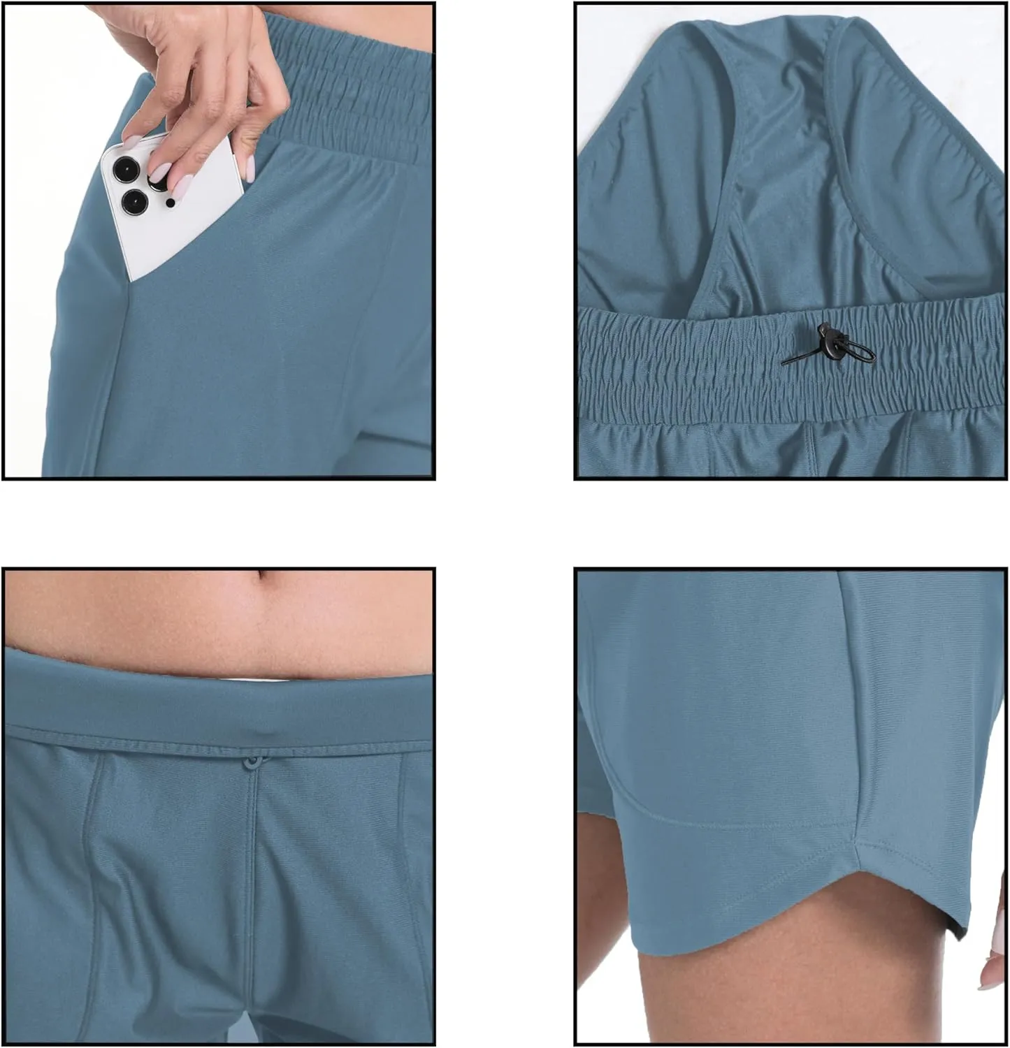 Haowind Workout Shorts for Women with Pockets Mid Waisted Athletic Sport Pants Lightweight Gym Running Shorts with Liner