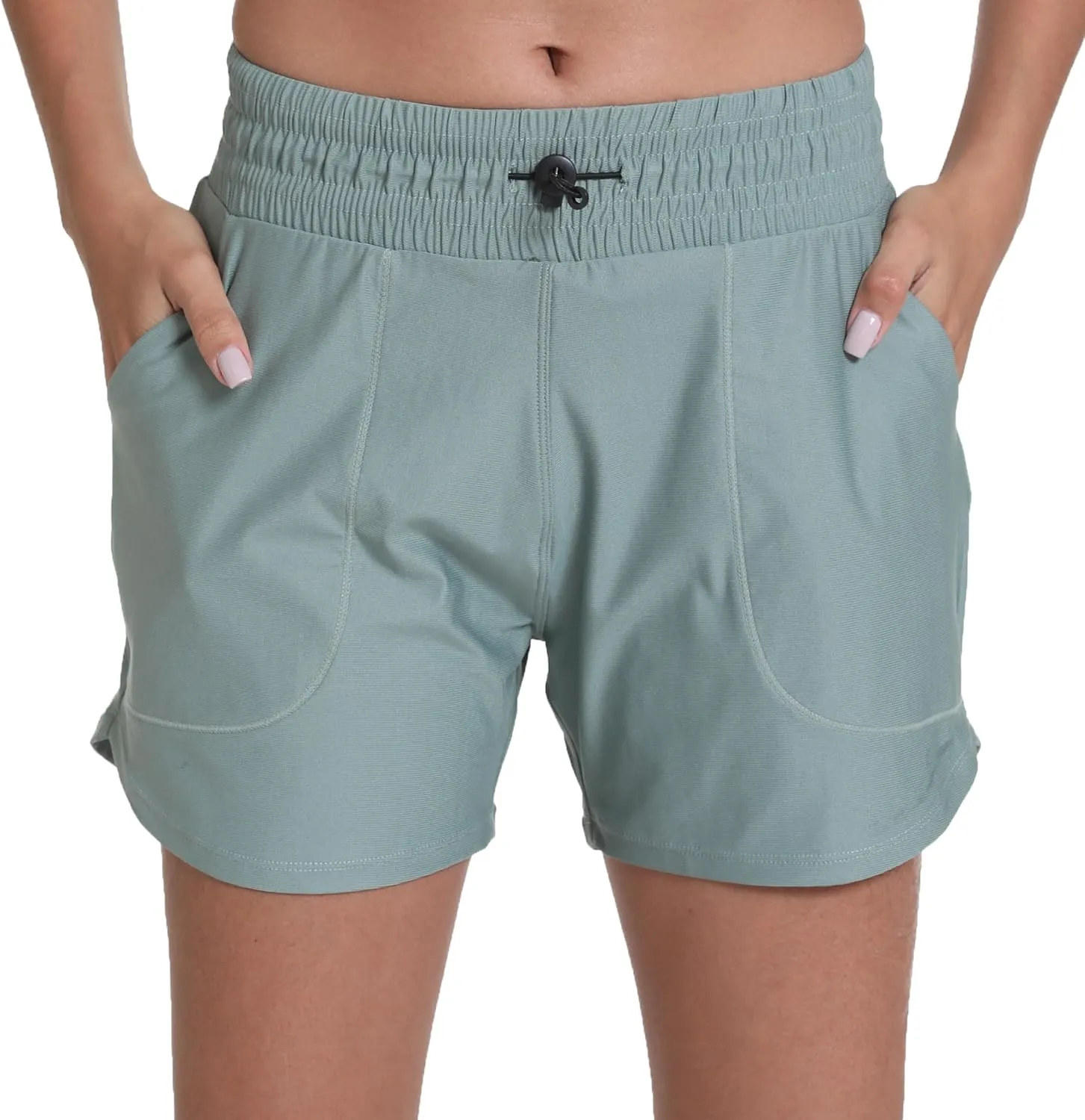 Haowind Workout Shorts for Women with Pockets Mid Waisted Athletic Sport Pants Lightweight Gym Running Shorts with Liner