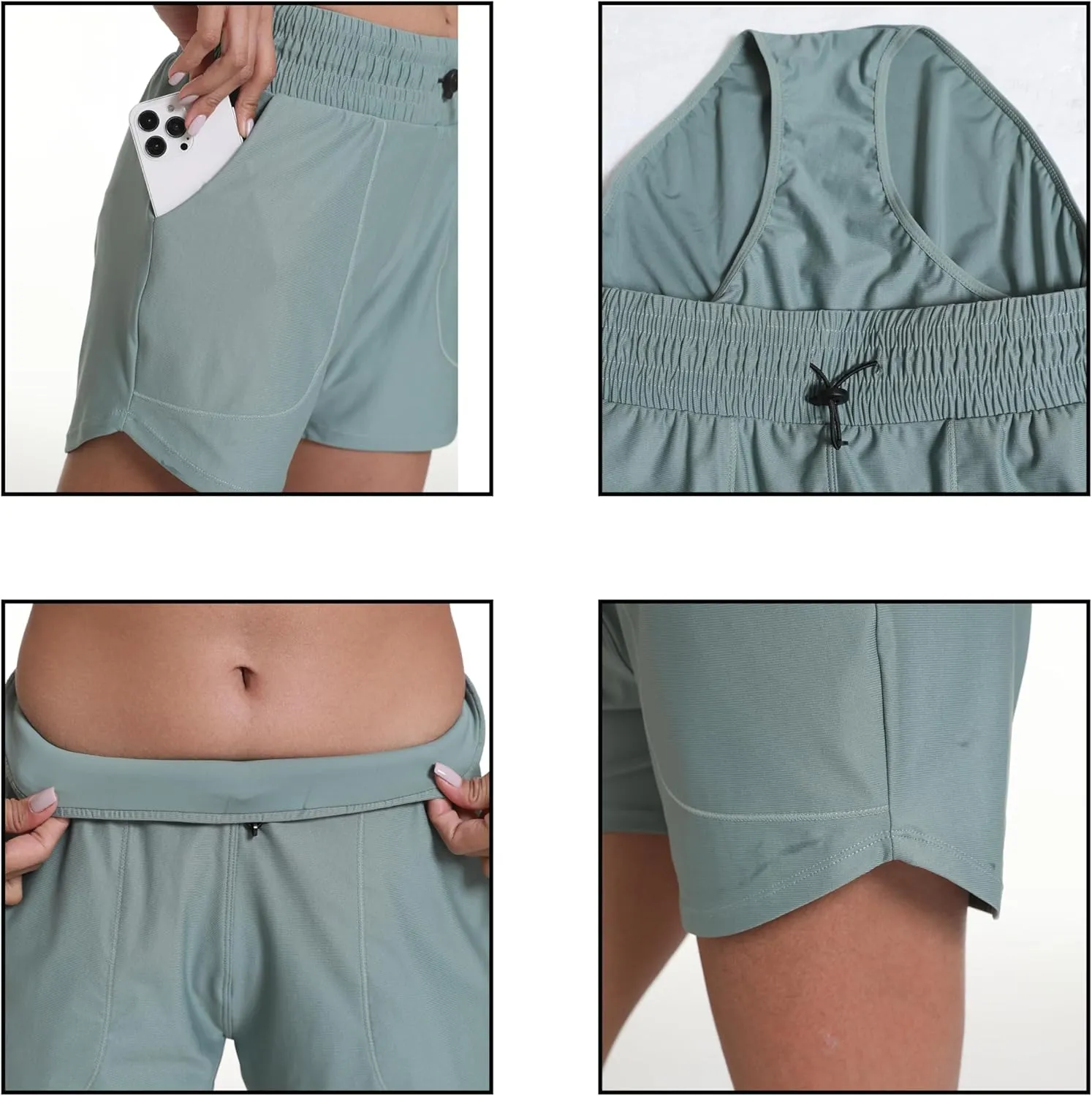 Haowind Workout Shorts for Women with Pockets Mid Waisted Athletic Sport Pants Lightweight Gym Running Shorts with Liner