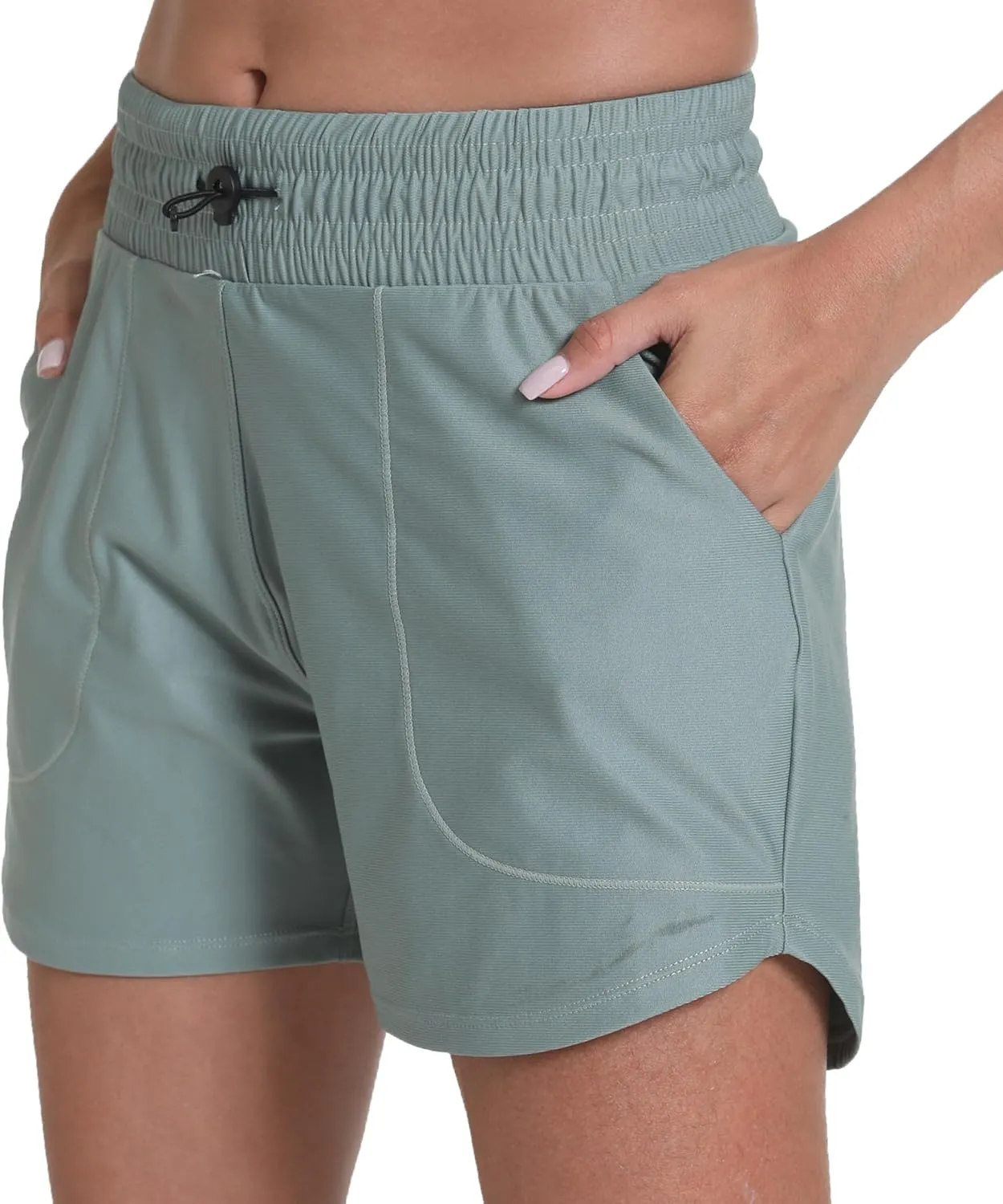 Haowind Workout Shorts for Women with Pockets Mid Waisted Athletic Sport Pants Lightweight Gym Running Shorts with Liner