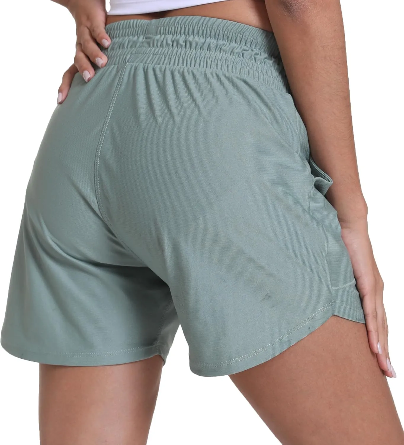 Haowind Workout Shorts for Women with Pockets Mid Waisted Athletic Sport Pants Lightweight Gym Running Shorts with Liner
