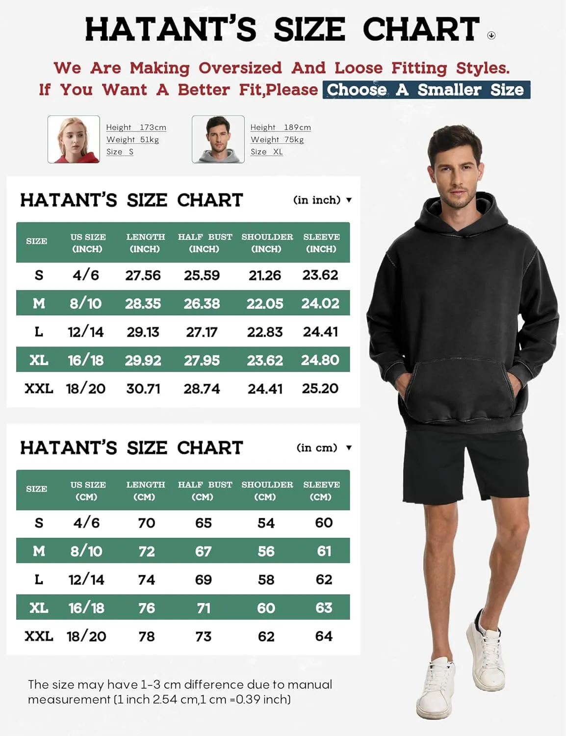 Hatant Hoodies for Men Heavyweight Fleece Sweatshirts Mens Acid Wash Athletic Hoodie Oversized Matching Pullover for Couples
