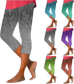 High Waisted Leggings for Women Summer Trendy Print Cropped Pants 2025 Casual Slim Fit Yoga Pants Home Lounge Bottoms