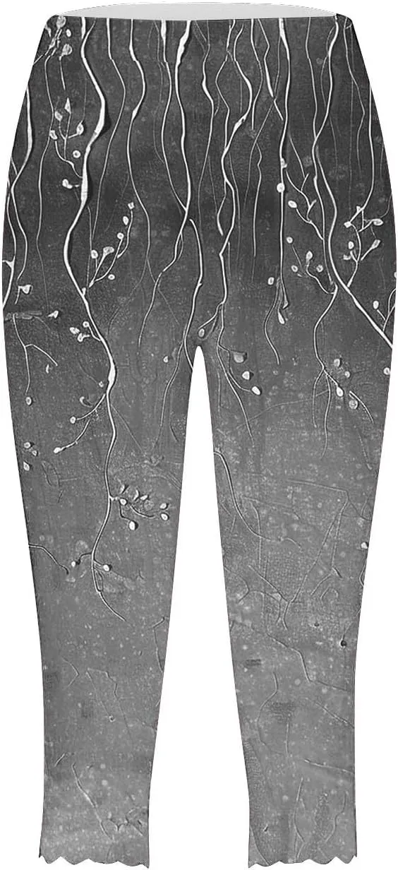 High Waisted Leggings for Women Summer Trendy Print Cropped Pants 2025 Casual Slim Fit Yoga Pants Home Lounge Bottoms
