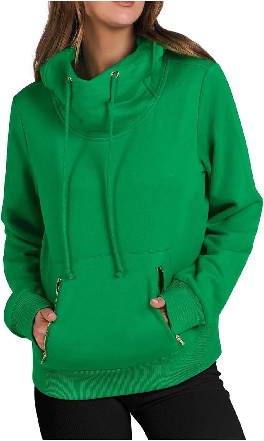 Hoodie Sweatshirt For Women Fall Fashion 2024 Casual Long Sleeve Cowl Neck Hooded Sweatshirt Teen Girls Pullovers