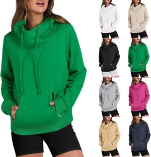 Hoodie Sweatshirt For Women Fall Fashion 2024 Casual Long Sleeve Cowl Neck Hooded Sweatshirt Teen Girls Pullovers