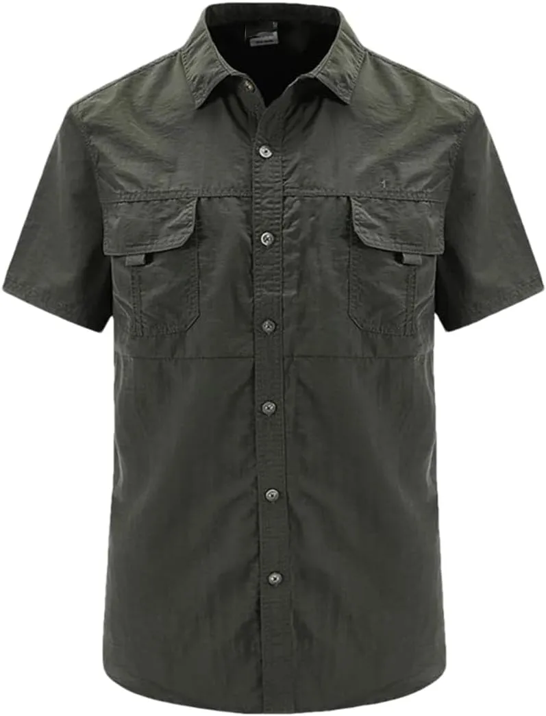 Hot Tactical Hiking Shirts Men Long Sleeve Cargo Work Shirt Summer Outdoor Quick-Dry Military Camping Hunting Fishing Work Shirt Short-EN8 Asian-XXXL