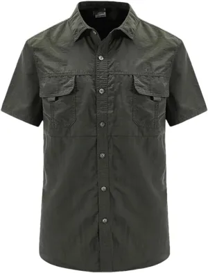 Hot Tactical Hiking Shirts Men Long Sleeve Cargo Work Shirt Summer Outdoor Quick-Dry Military Camping Hunting Fishing Work Shirt Short-EN8 Asian-XXXL