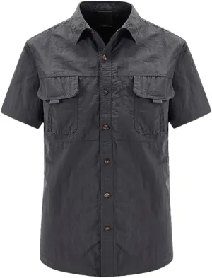 Hot Tactical Hiking Shirts Men Long Sleeve Cargo Work Shirt Summer Outdoor Quick-Dry Military Camping Hunting Fishing Work Shirt Short-gray9 Asian-XL