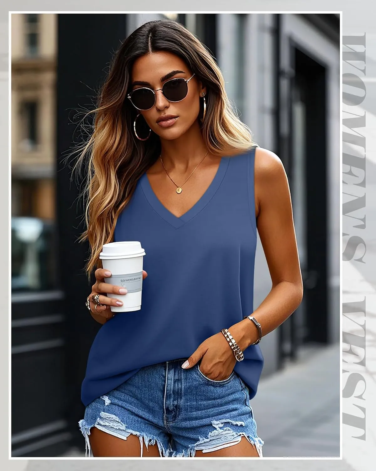 Huukeay 3 Pack Women's Tank Tops V Neck Loose Fit Casual Shirts Flowy Trendy Sleeveless Summer Basic Tee 2025 Fashion