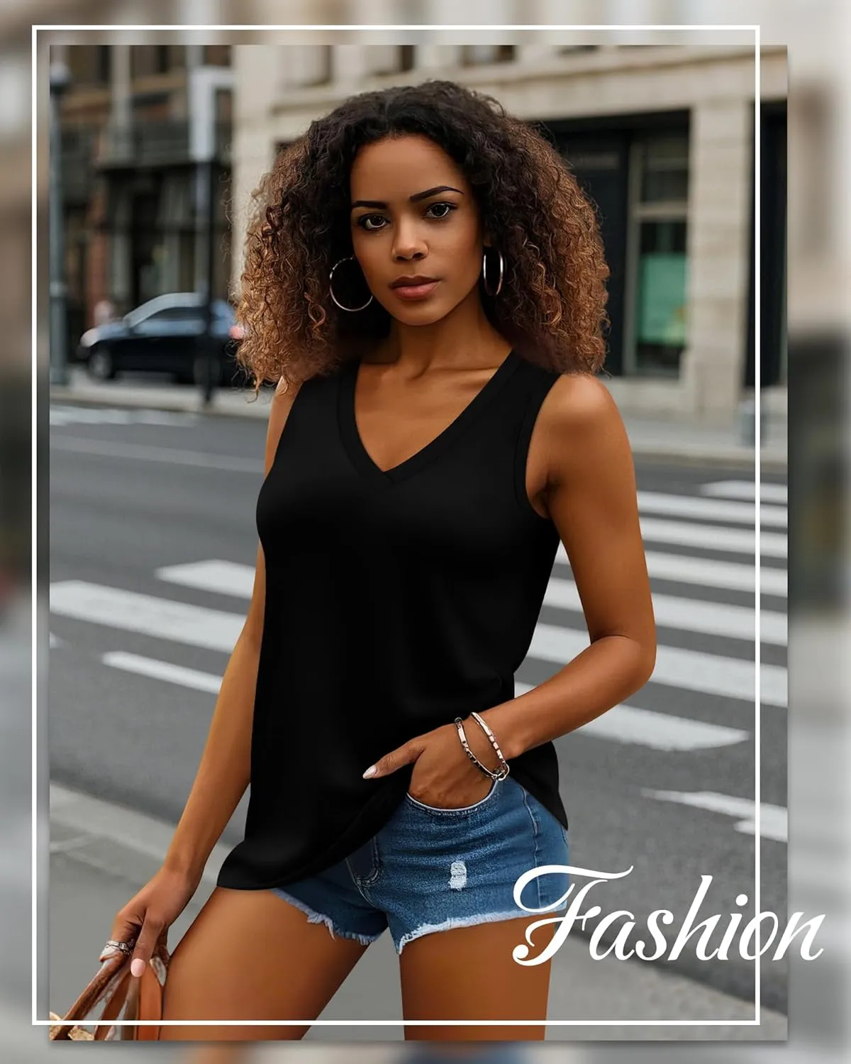 Huukeay 3 Pack Women's Tank Tops V Neck Loose Fit Casual Shirts Flowy Trendy Sleeveless Summer Basic Tee 2025 Fashion