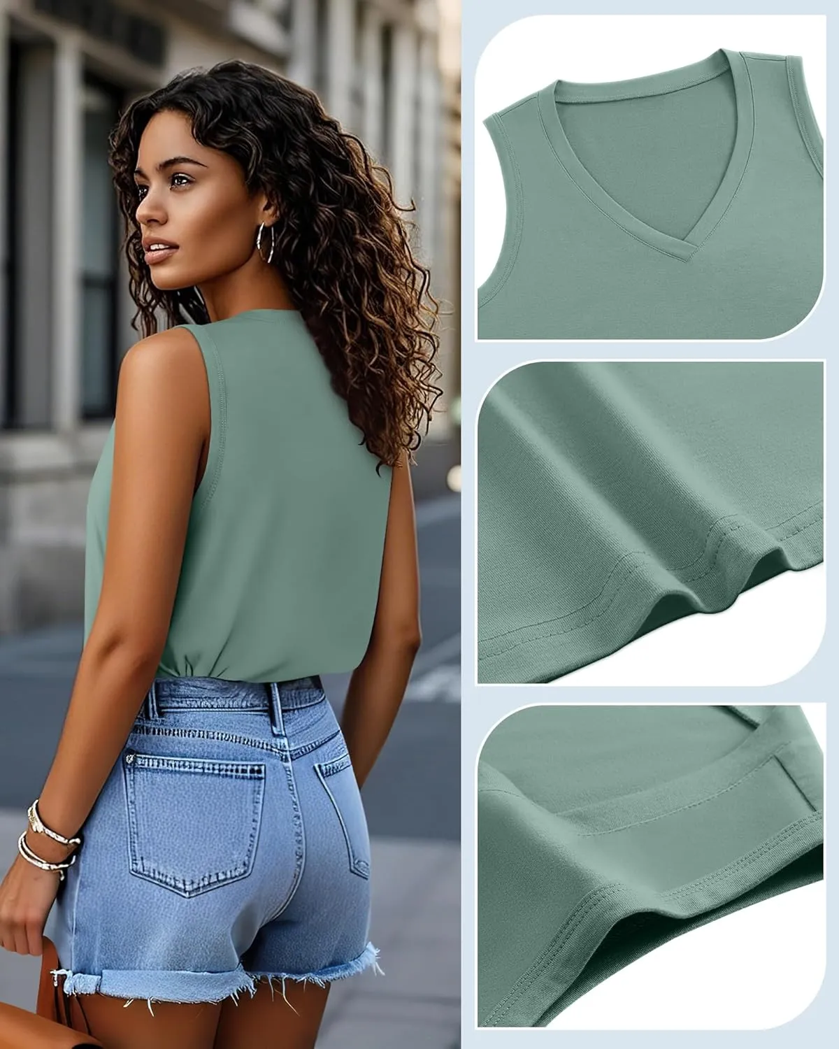 Huukeay 3 Pack Women's Tank Tops V Neck Loose Fit Casual Shirts Flowy Trendy Sleeveless Summer Basic Tee 2025 Fashion