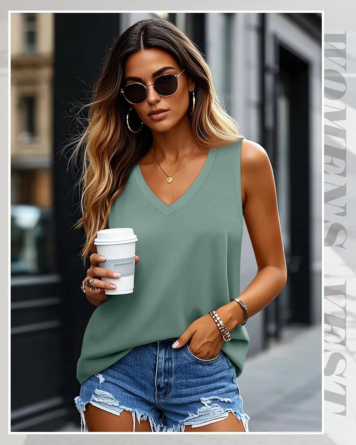 Huukeay 3 Pack Women's Tank Tops V Neck Loose Fit Casual Shirts Flowy Trendy Sleeveless Summer Basic Tee 2025 Fashion
