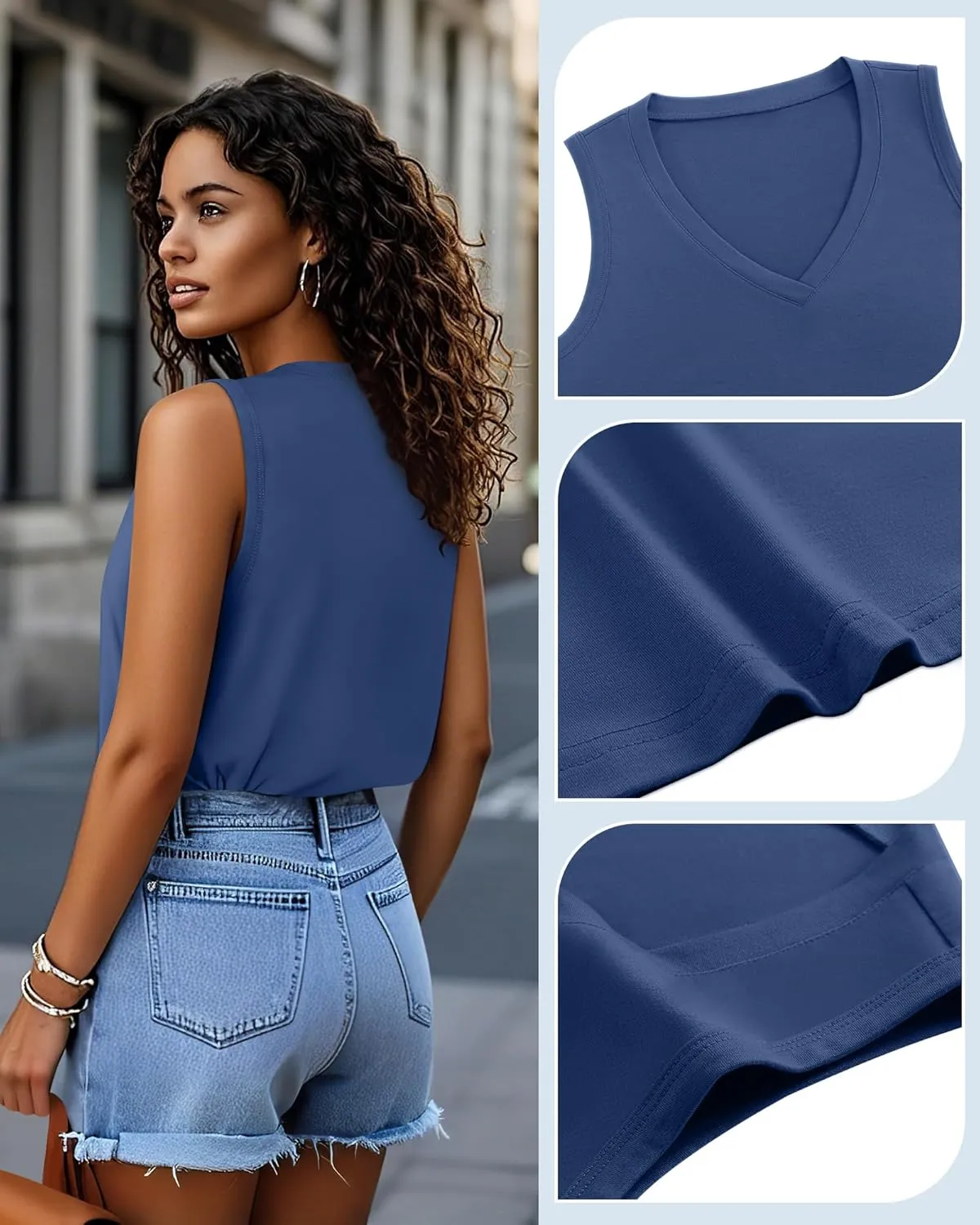 Huukeay 3 Pack Women's Tank Tops V Neck Loose Fit Casual Shirts Flowy Trendy Sleeveless Summer Basic Tee 2025 Fashion