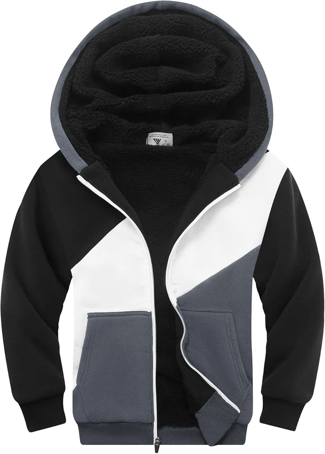 JACKETOWN Hoodie for Boys Fleece Jacket Zip Up Sherpa Lined Hooded Sweatshirts with Two Pockets 6-15 Years Old