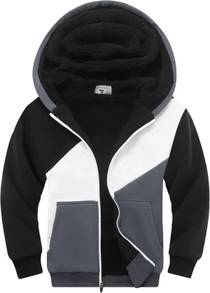 JACKETOWN Hoodie for Boys Fleece Jacket Zip Up Sherpa Lined Hooded Sweatshirts with Two Pockets 6-15 Years Old
