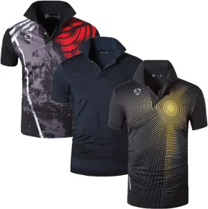jeansian Men's 3 Packs Ourdoor Sport Quick Dry Polo T-Shirt Tee Tshirt Golf Tennis Bowling Fit LSL195