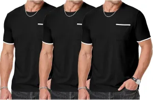 JMIERR Mens T-Shirt Cotton Crewneck Basic Tee Casual Short Sleeve Shirts Active Quick Dry 3 Pack Tops with Pocket