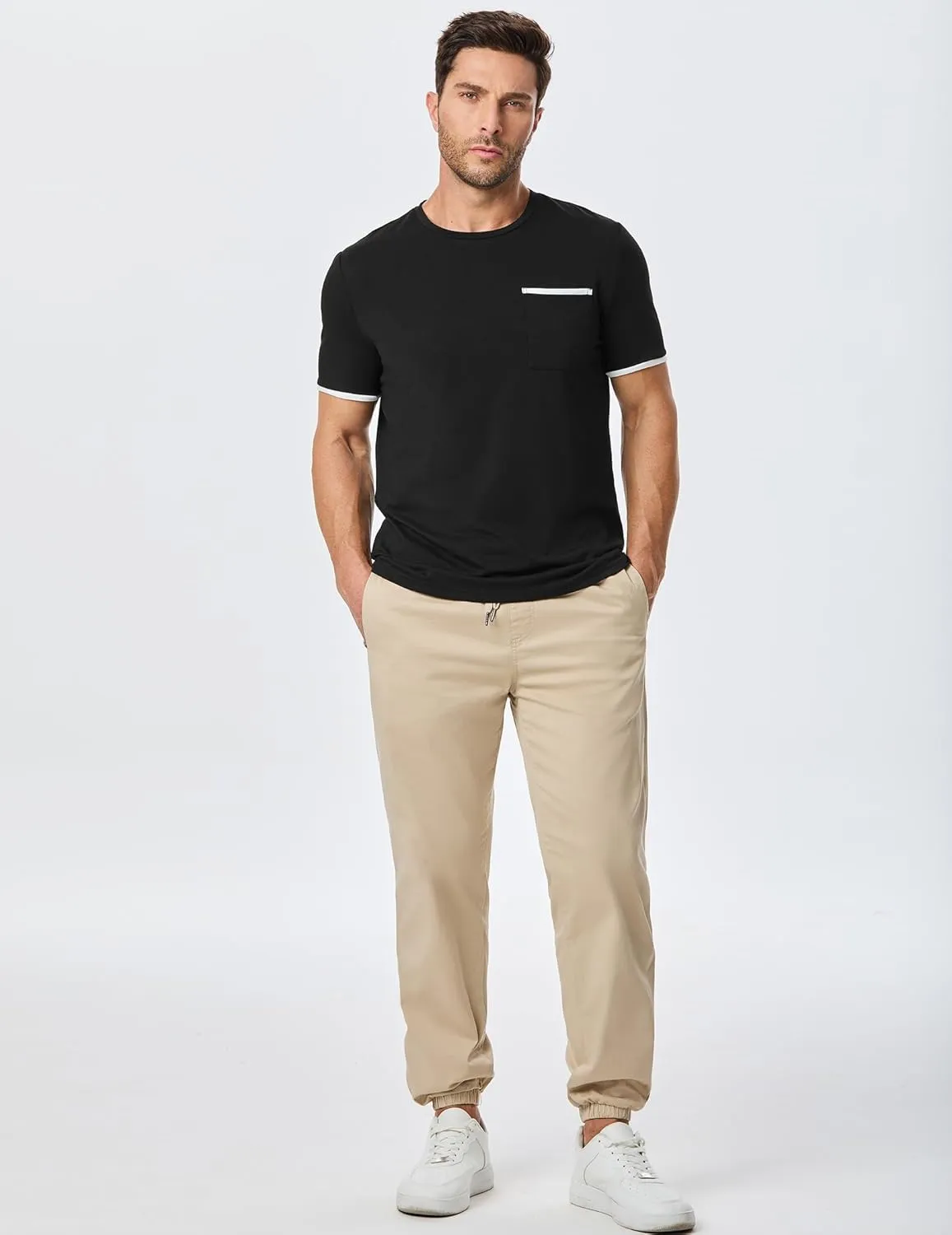JMIERR Mens T-Shirt Cotton Crewneck Basic Tee Casual Short Sleeve Shirts Active Quick Dry 3 Pack Tops with Pocket