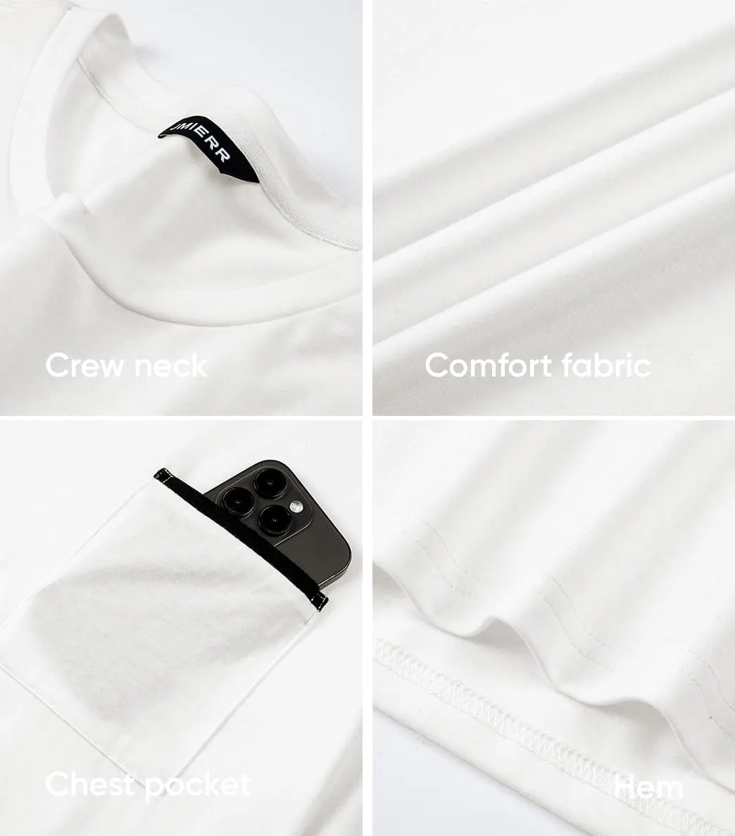 JMIERR Mens T-Shirt Cotton Crewneck Basic Tee Casual Short Sleeve Shirts Active Quick Dry 3 Pack Tops with Pocket