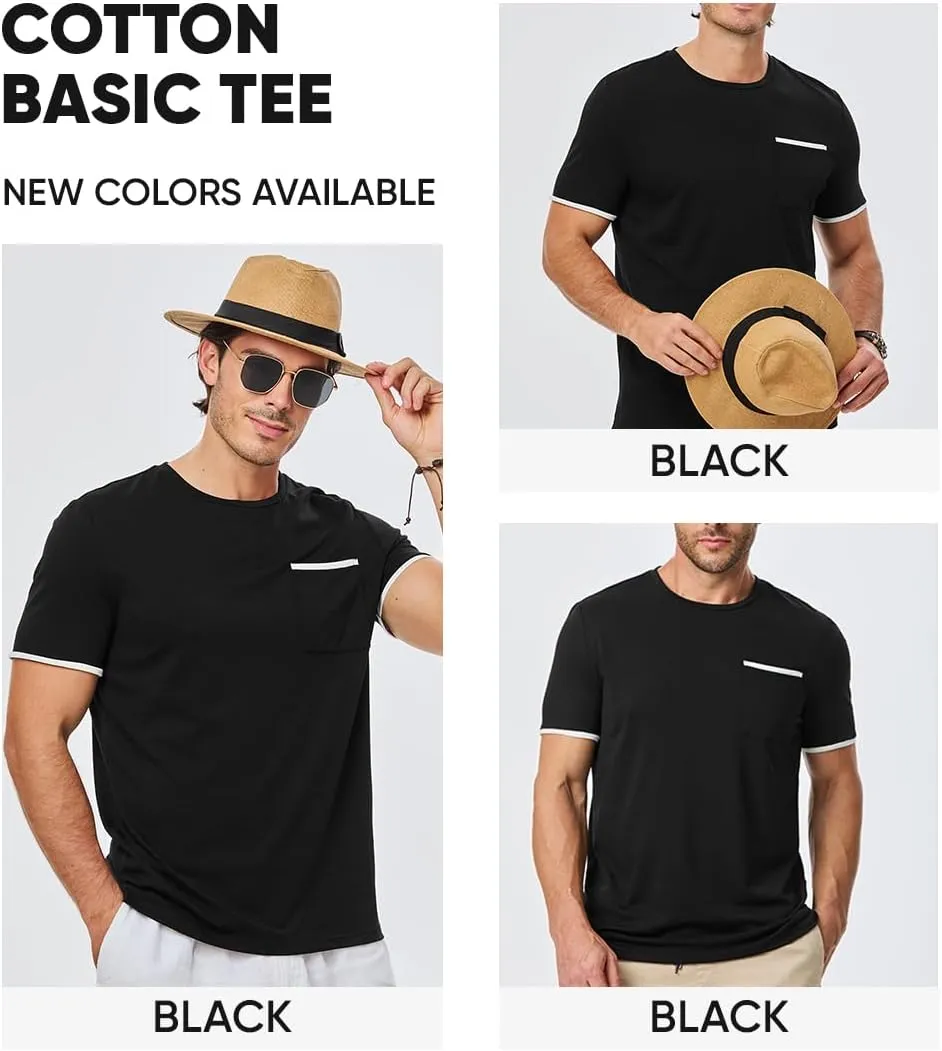 JMIERR Mens T-Shirt Cotton Crewneck Basic Tee Casual Short Sleeve Shirts Active Quick Dry 3 Pack Tops with Pocket