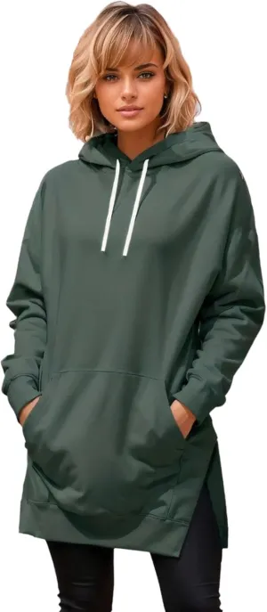 Kapley The Warmy Oversized Hoodie Dress Women, First Ones Oversized Hoodies, Women's Casual Long Sleeve Split Hem with Pocket