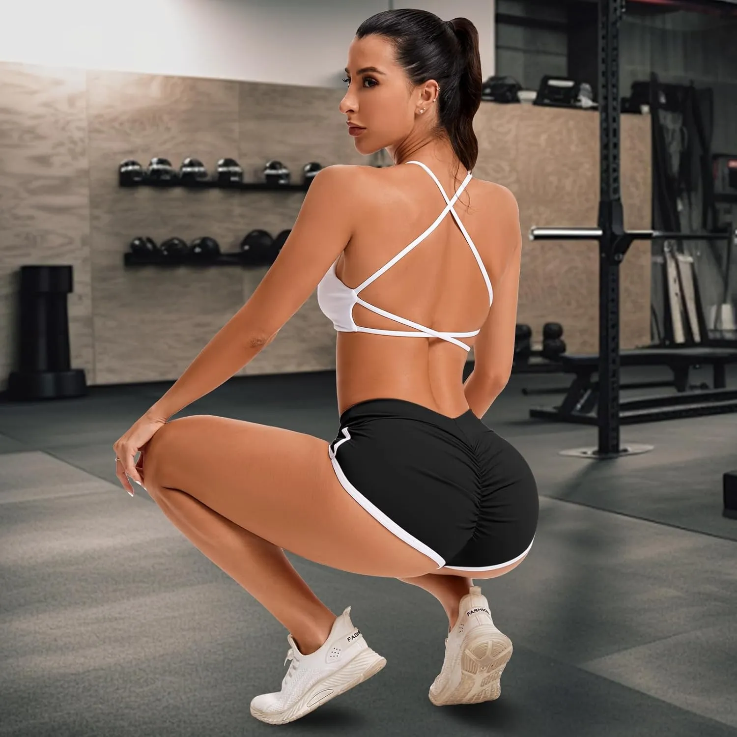 KIWI RATA Women's Workout Booty Shorts Scrunch Butt Yoga Gym Short Hot Pants Sexy Rave Outfit