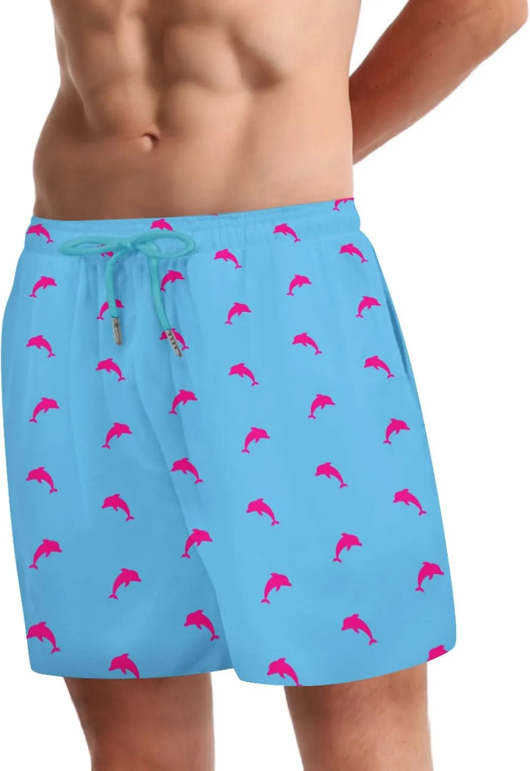 KSLIDS Mens Swim Trunks with Compression Liner 2-in-1 Swimming Shorts 5 inch Inseam Quick Dry Beach Board Shorts