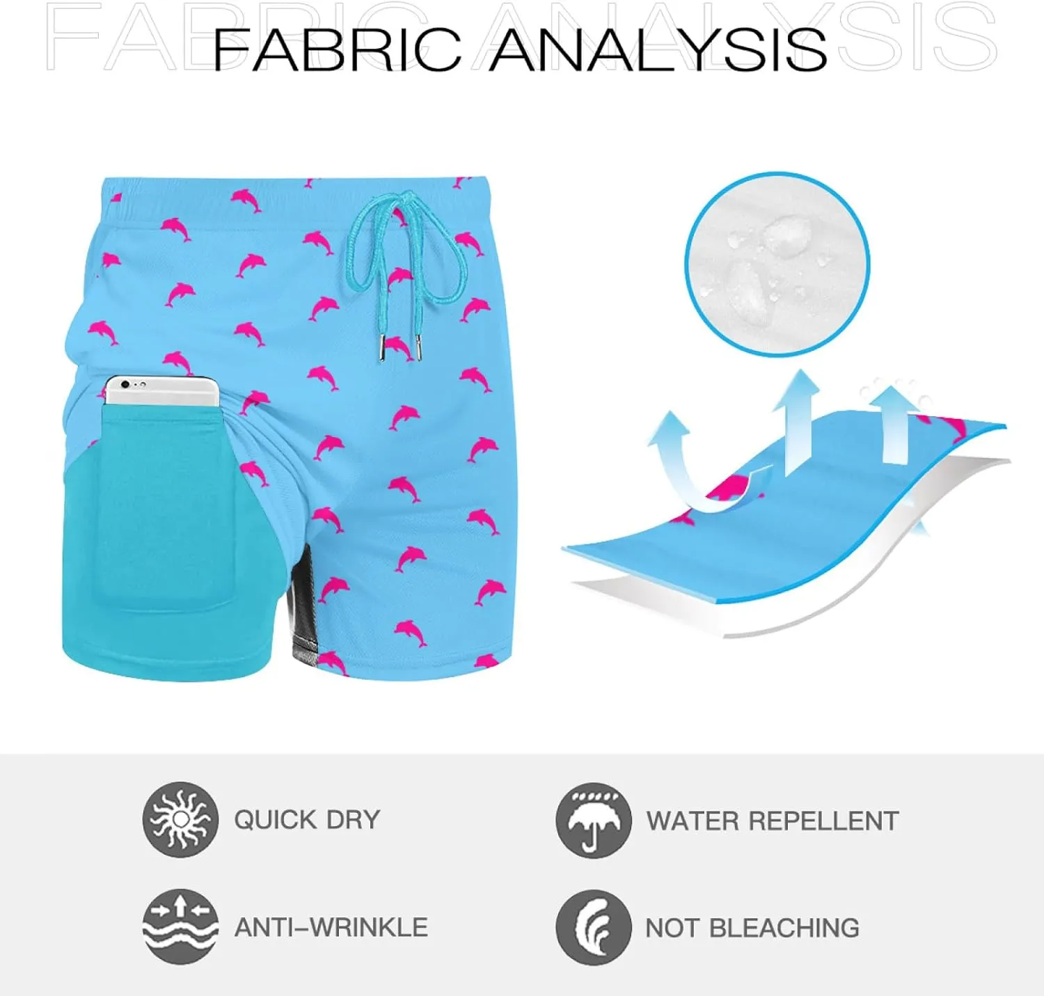 KSLIDS Mens Swim Trunks with Compression Liner 2-in-1 Swimming Shorts 5 inch Inseam Quick Dry Beach Board Shorts